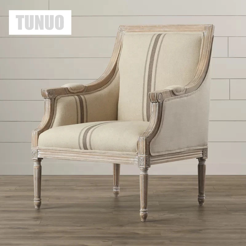 Classical Home Furniture Antique Vintage Solid Wood French Provincial Chaise Lounge Living Room Armchair