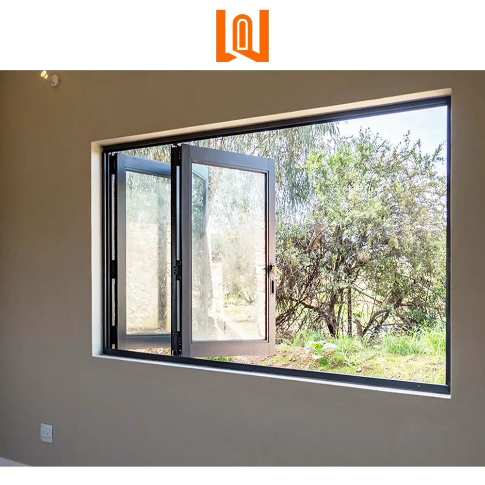 WANJIA aluminium sound proof balcony slide large folding window bi fold glass windows