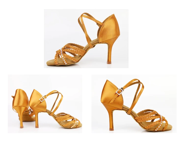  Women slim high heel tango salsa dance shoes with diamonds and rhinestone