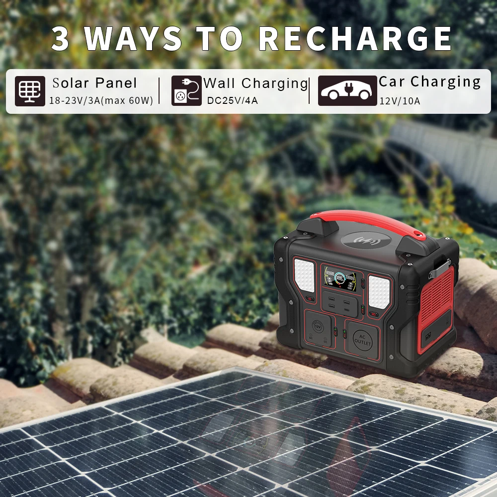 Li-ion3.7v 500w 499.5wh Portable Power Station With Low-voltage Protection For Outdoor Camping