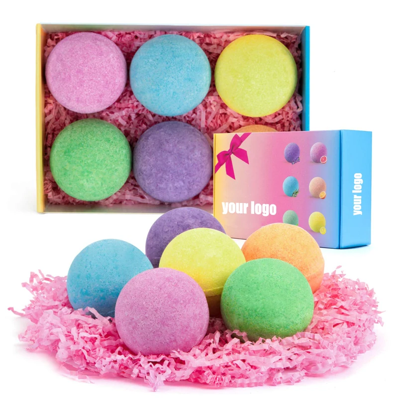 Wholesale Custom Handmade Maker Private Label Colorful Bubble Fizzy Supplies Organic Bath Bombs Set