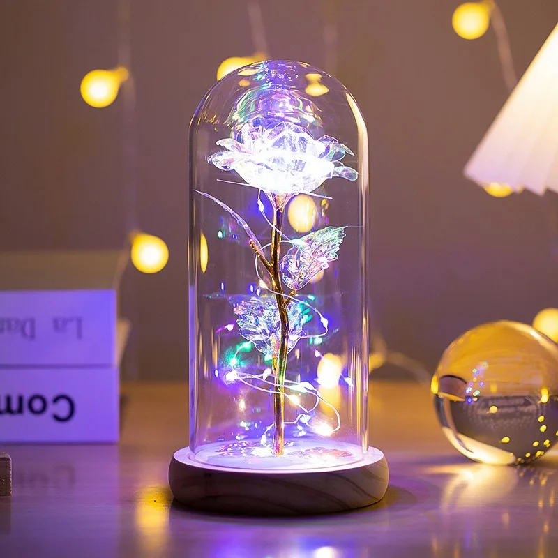 Best-Selling Forever Flower Eternal Rose On The Luminous Glass Dome With LED