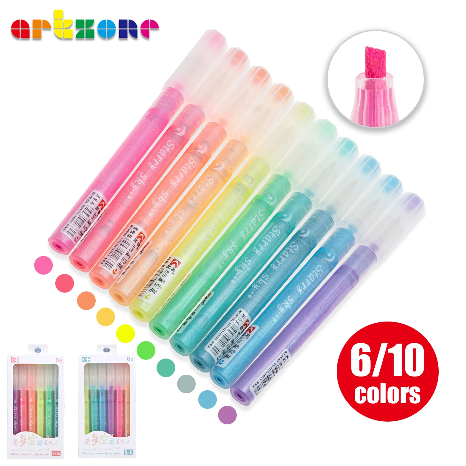 10 Colors Shimmer Highlighter Pen Glittering Color Fluorescent Pen Set Art Markers
