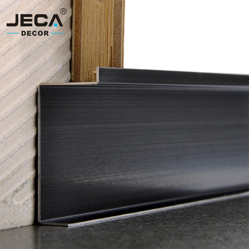 Foshan Supplier JECA Luxury Skirting Board Floor Baseboard For Kitchen Decoration OEM Logo Black Stainless Steel Skirting
