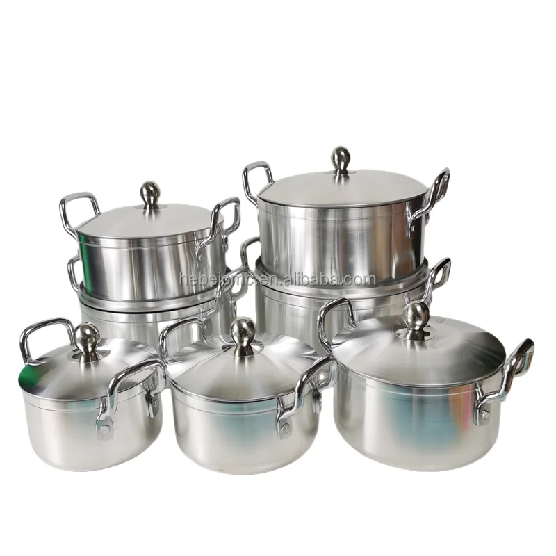 High Quality Africa 7 pcs aluminium cookware sets cooking pot different weight