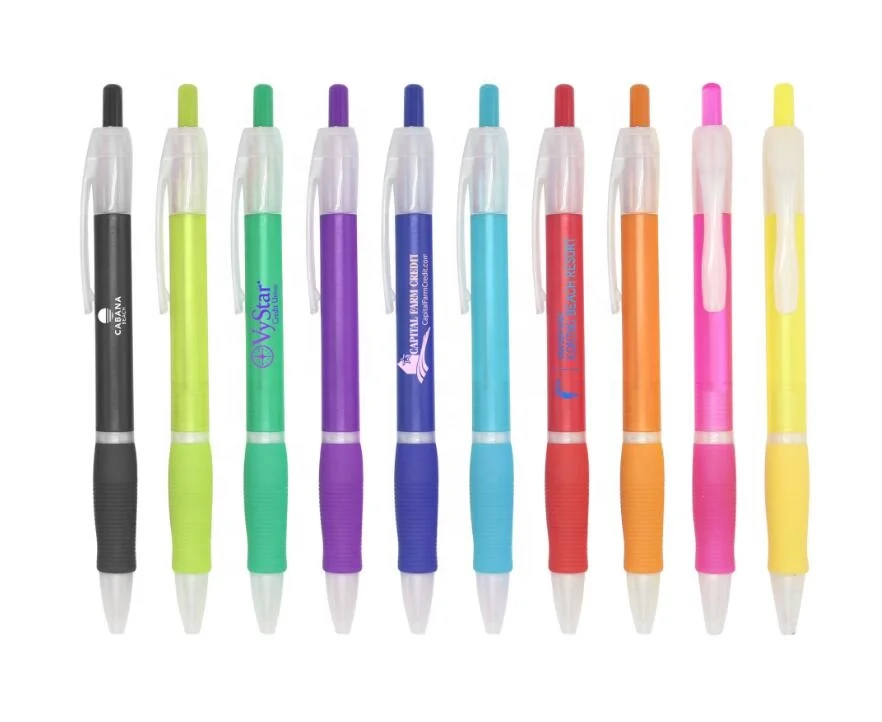 Becol Promotion soft rubber grip Plastic Ball Pen custom logo ballpoint pen for advertising