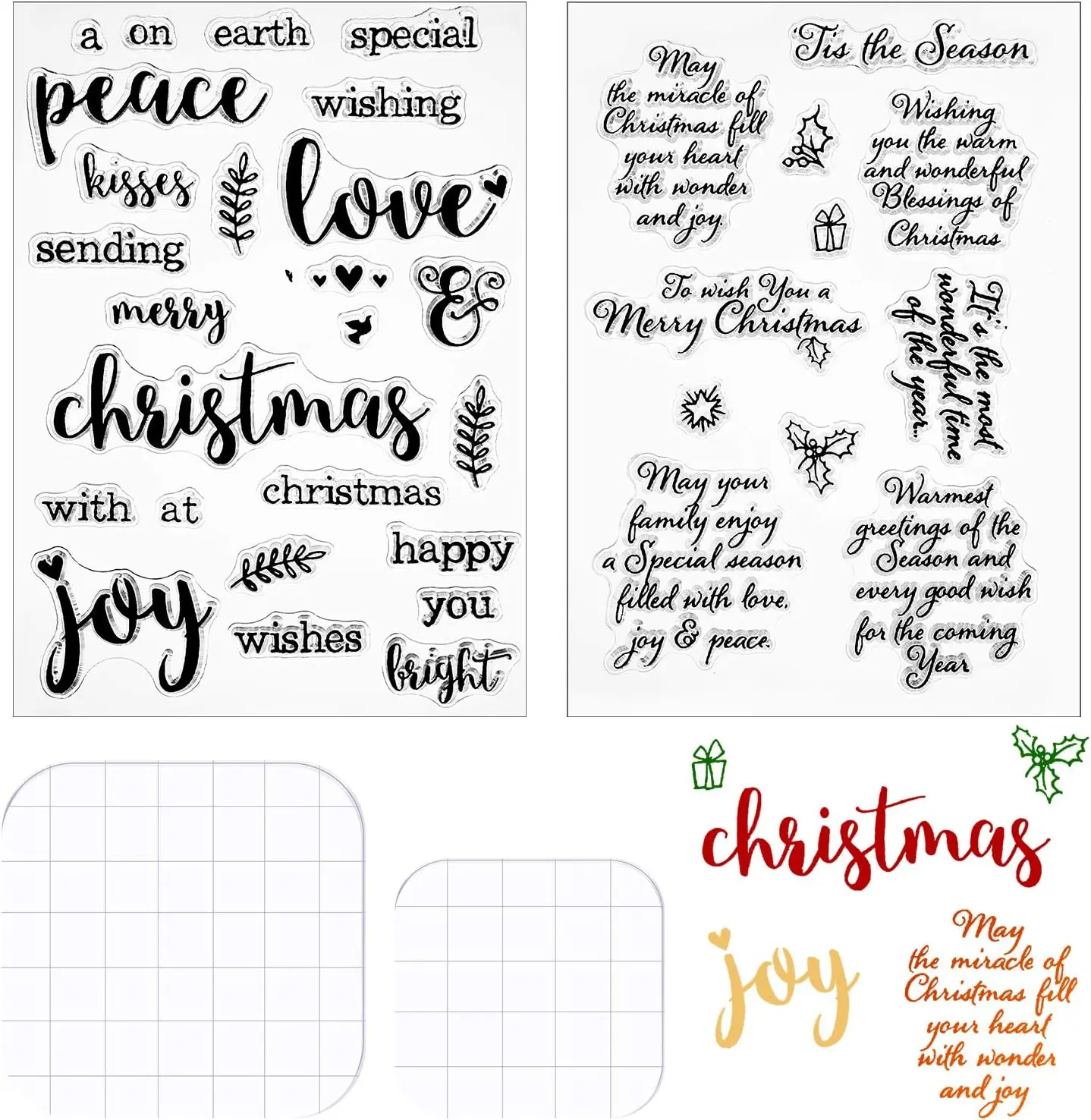 Words Clear Silicone Christmas Greeting Stamps Sentiments Merry Christmas Crafts Stamps Acrylic Stamp Blocks Tools