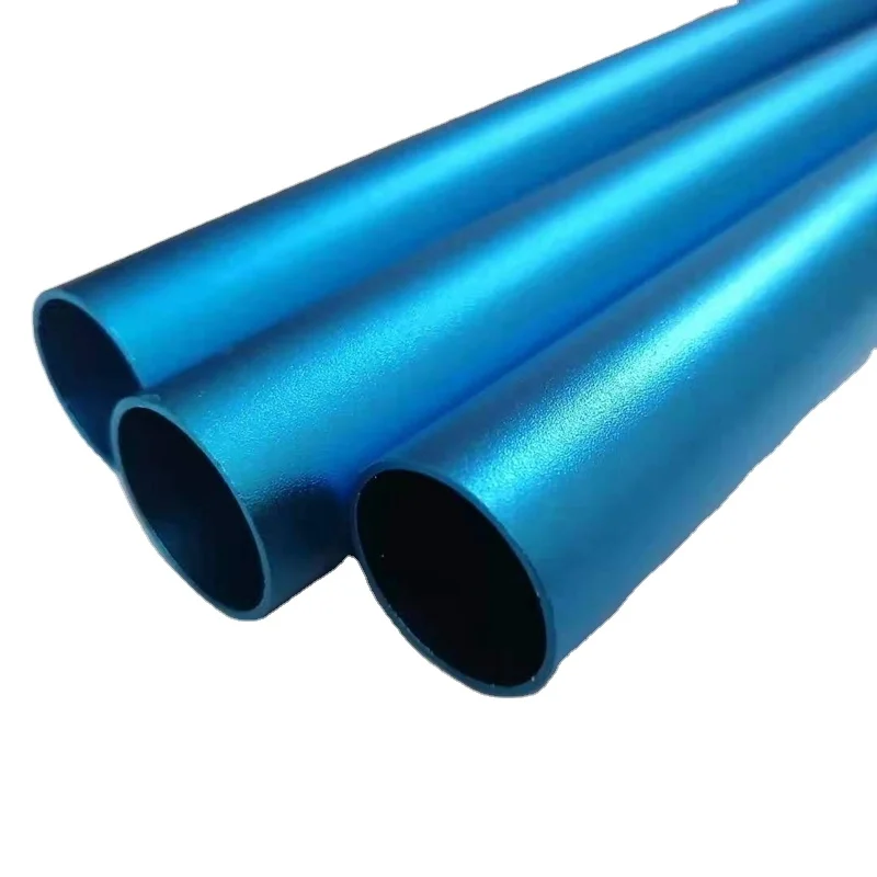 10-50mm Aluminum Tube Material 7075 Round Pipe T6 Polishing Anodized Blue Color for Gider