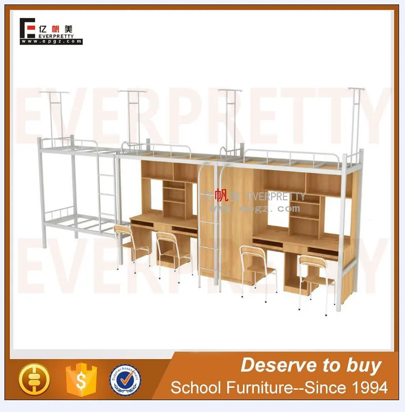 Dormitory Furniture College Students Dormitory Bed Integrated Desk with Wardrobe Multi-Function Staff  Factory Single Iron Bed