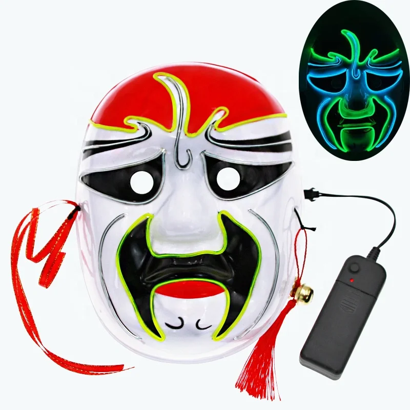 Peking Opera Bungee Dance Party Led Cool Glowing Maskes Halloween Funny Horror Ghost LED Face Maskes El Wire Creative Maskes
