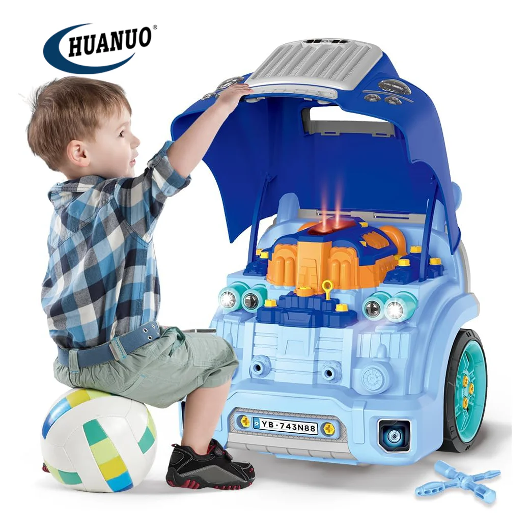 Educational Car Engine Toy for Kids School Bus Motor Mechanic Set for Kids Car Toy Interactive Truck Engine Toy with Tool