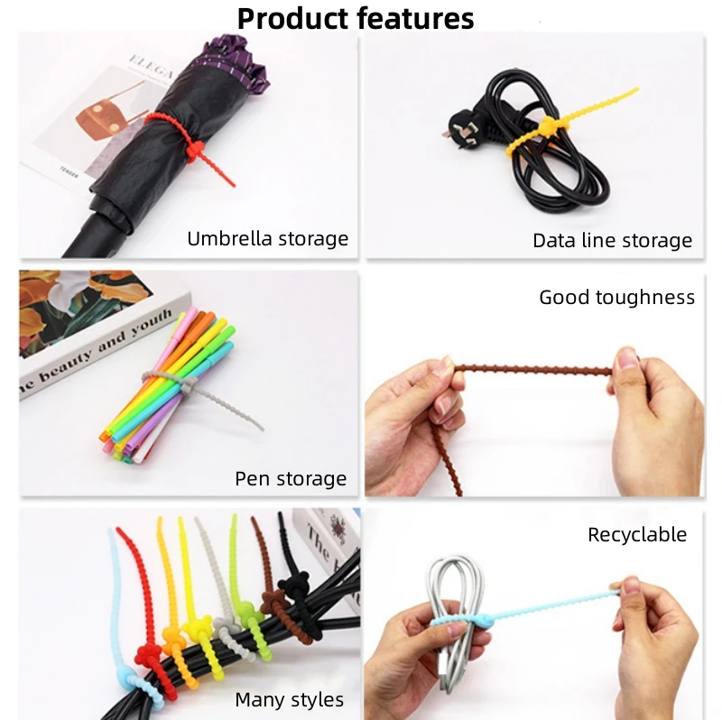 Silicone Cable Twist rope Binding rope, Reusable Fastening Rubber Wires Ties, Silicone Management Ties Cord Straps Organizer
