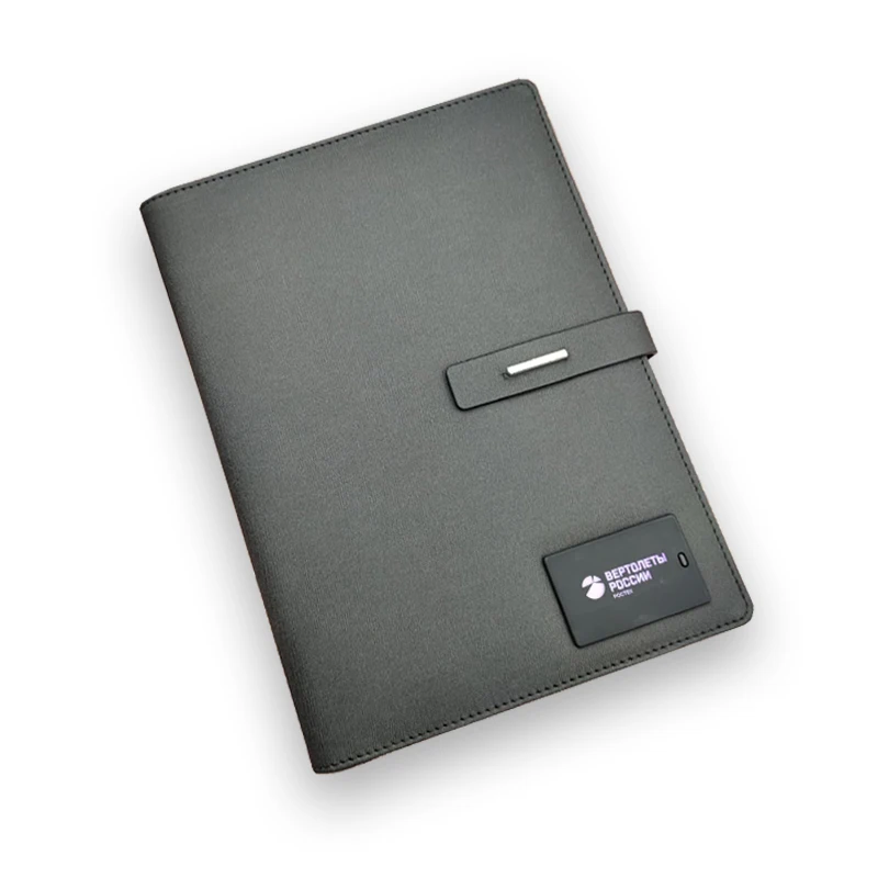 Custom Power Bank Notebook with Colorful Light Logo PU A5 Leather Diary Note Book for Office Stationery