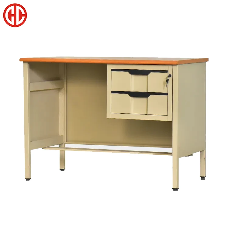 Customized vintage cheap work  steel frames modern pc desktop office furniture desks with cabinet metal office computer table