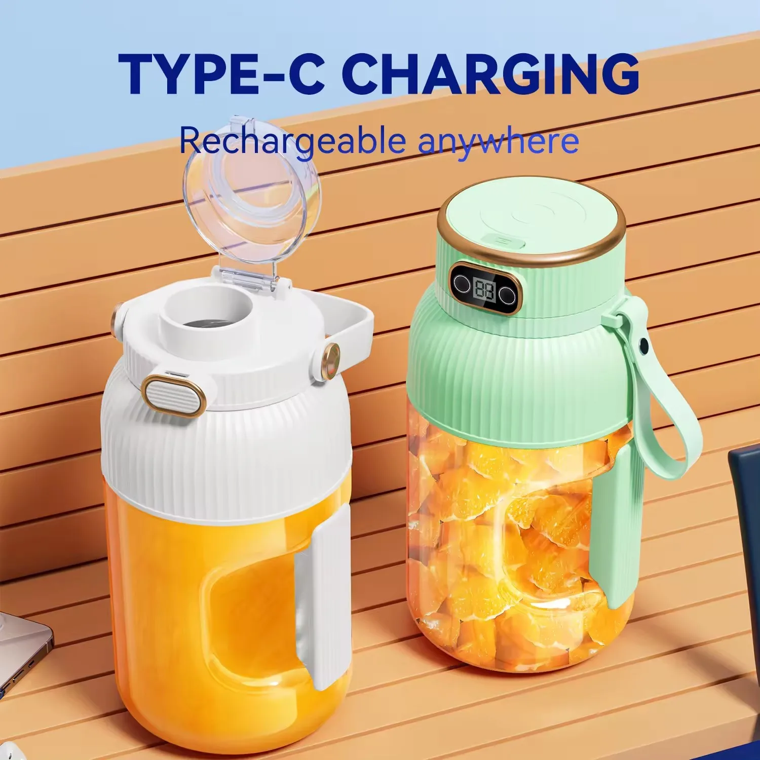 Electric Juice Cup 1.5L Large Capacity USB Type-C Sports Fruit Mixer Blender Portable Milkshake Smoothie Juicer Blender
