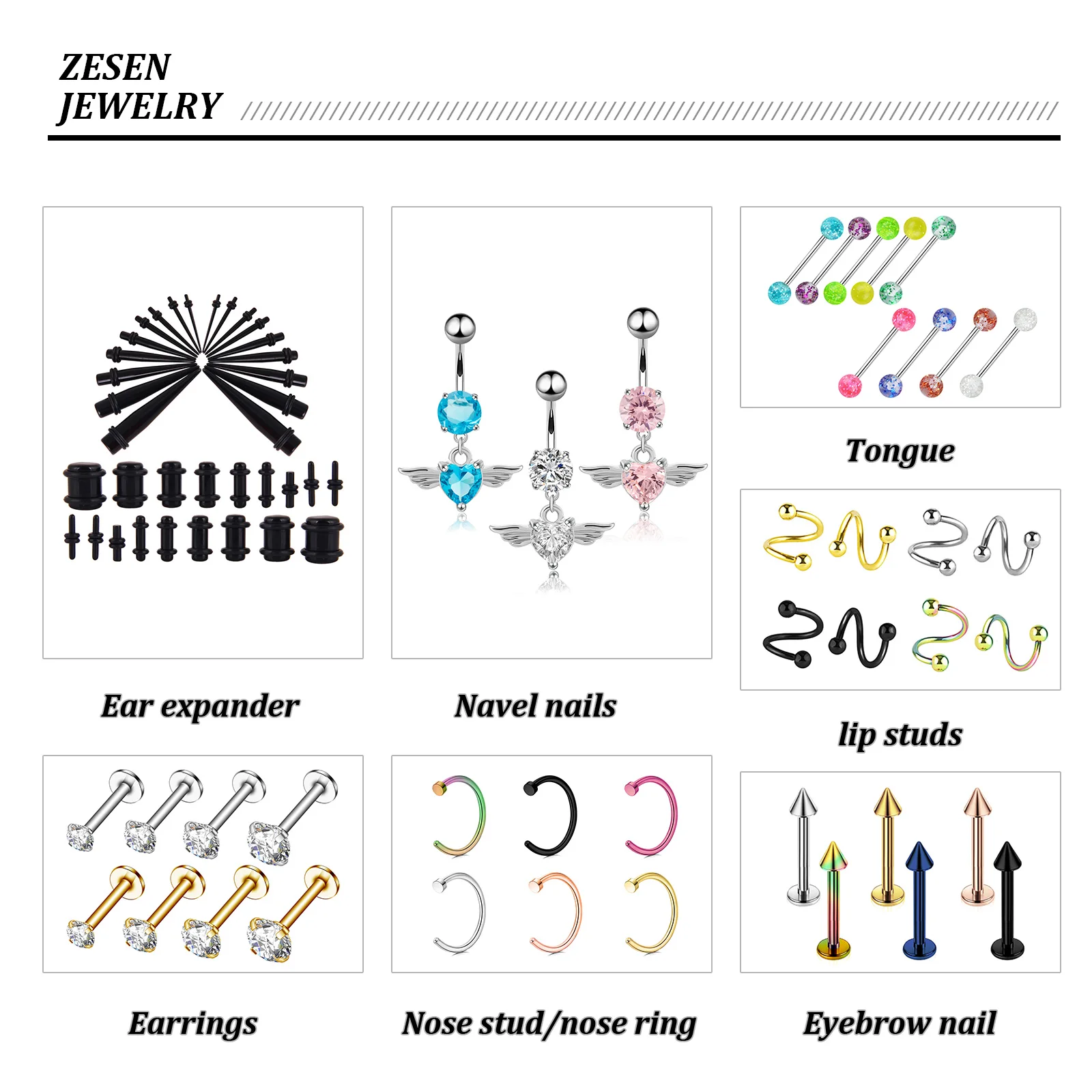 Zesen stainless steel nose environmental color electroplated nose stud Korean version simple earrings piercing jewelry