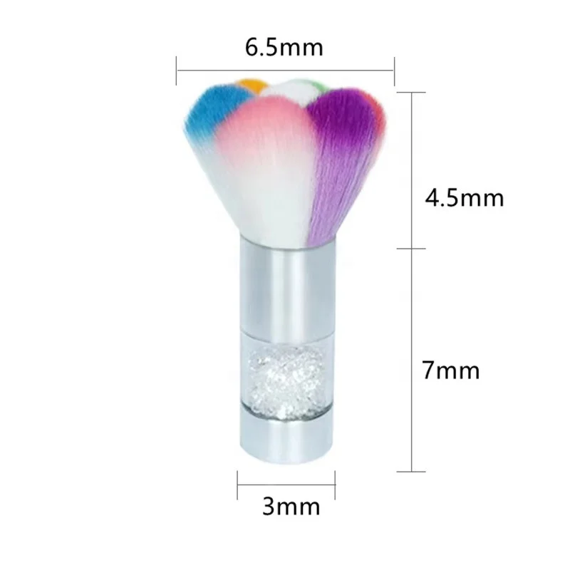 Big size Manicure Colorful Acrylic Crystal Handle Soft Cleaning Dust Nylon Hair Powder Removal Brush