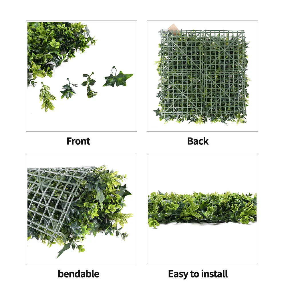 Artificial plants fake leaves colorful vertical green wall panel for church curtains backdrop decoration