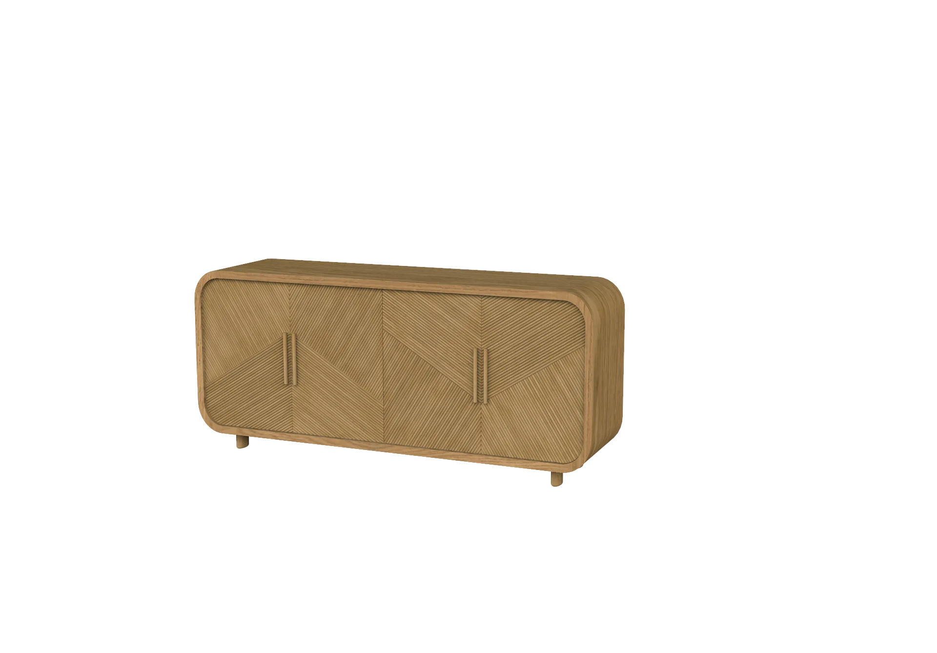 MRS WOODS Mid century modern solid wood oak sideboard buffet with four doors