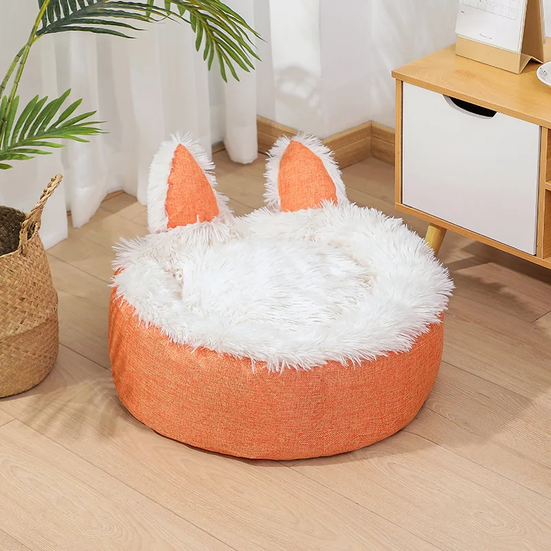 Wrapped removable mat warm winter washable faux fur cat sofa bed pet