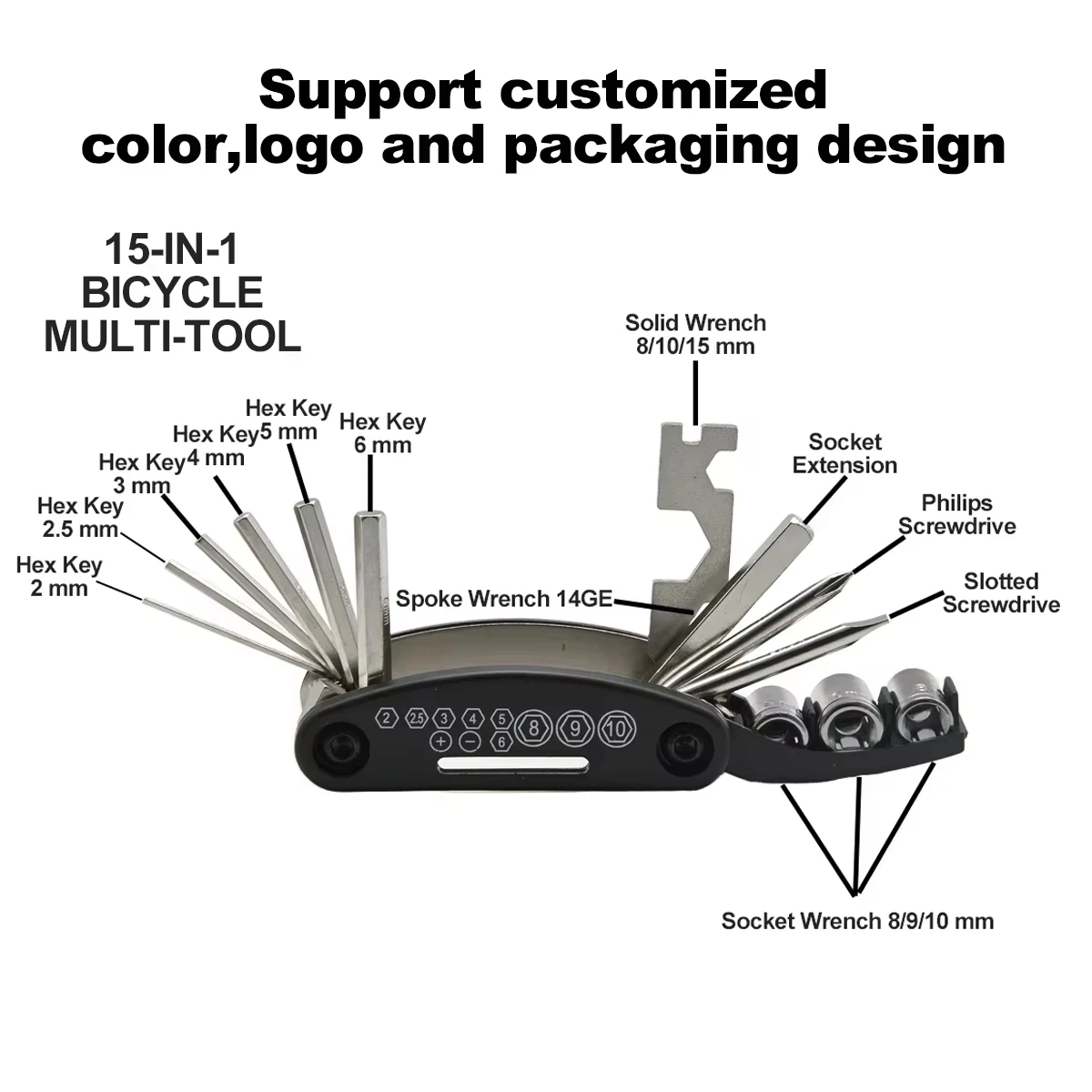 15 In 1 Bicycle Multitool Outdoor Camping Survival Gadget Item Patch Multi Function Tools Set Bike Repair Tool Gadgets For Man
