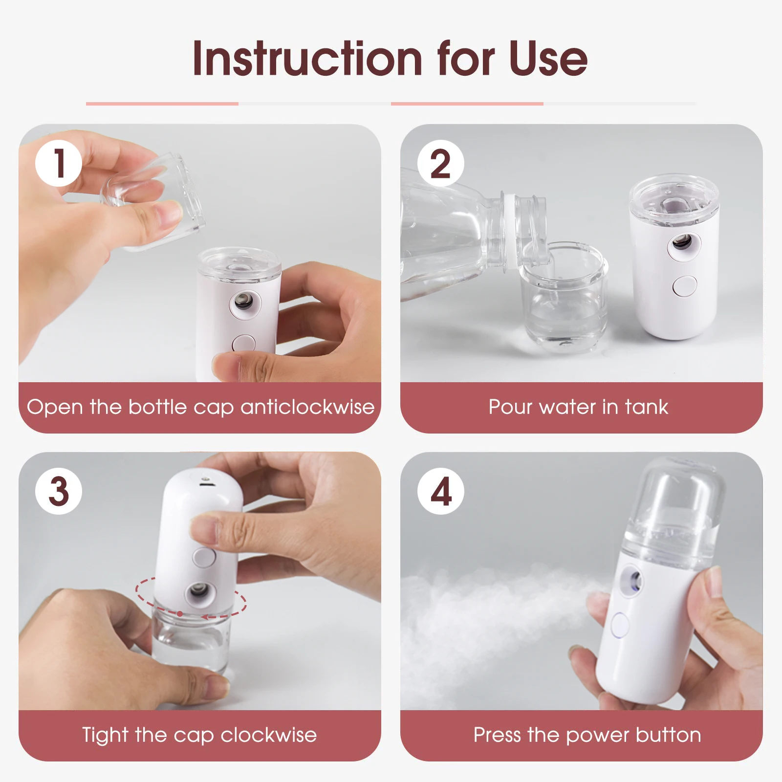 Portable Nano Mist Sprayer 30 Ml Mini Water Mist Sprayer Ionic Face Steamer Humidifier Nano Spray Facial Steamer