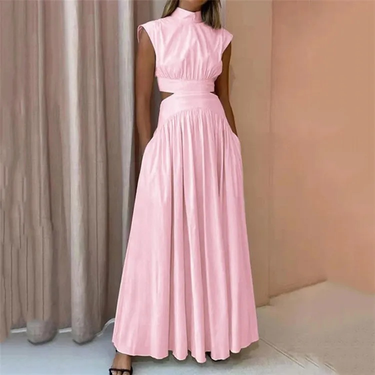 Best Sale Lady Sexy Hollow Out Long Dress Summer Blank Beach Maxi Ankle Dresses For Women Vintage Vesdios