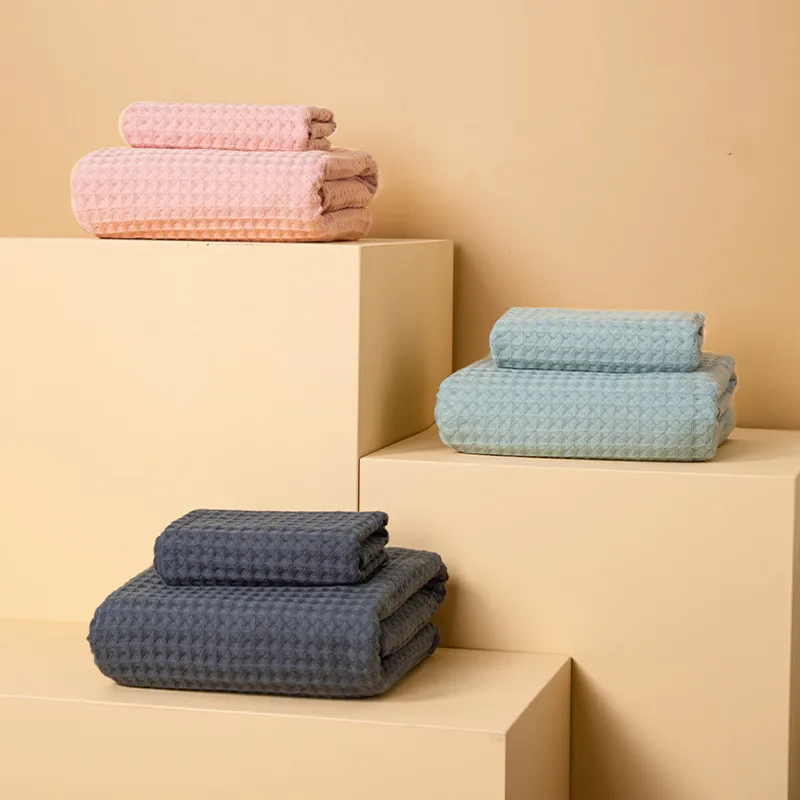 Wholesale high-end Japanese-style household 70*140cm waffle 100% cotton bath towel