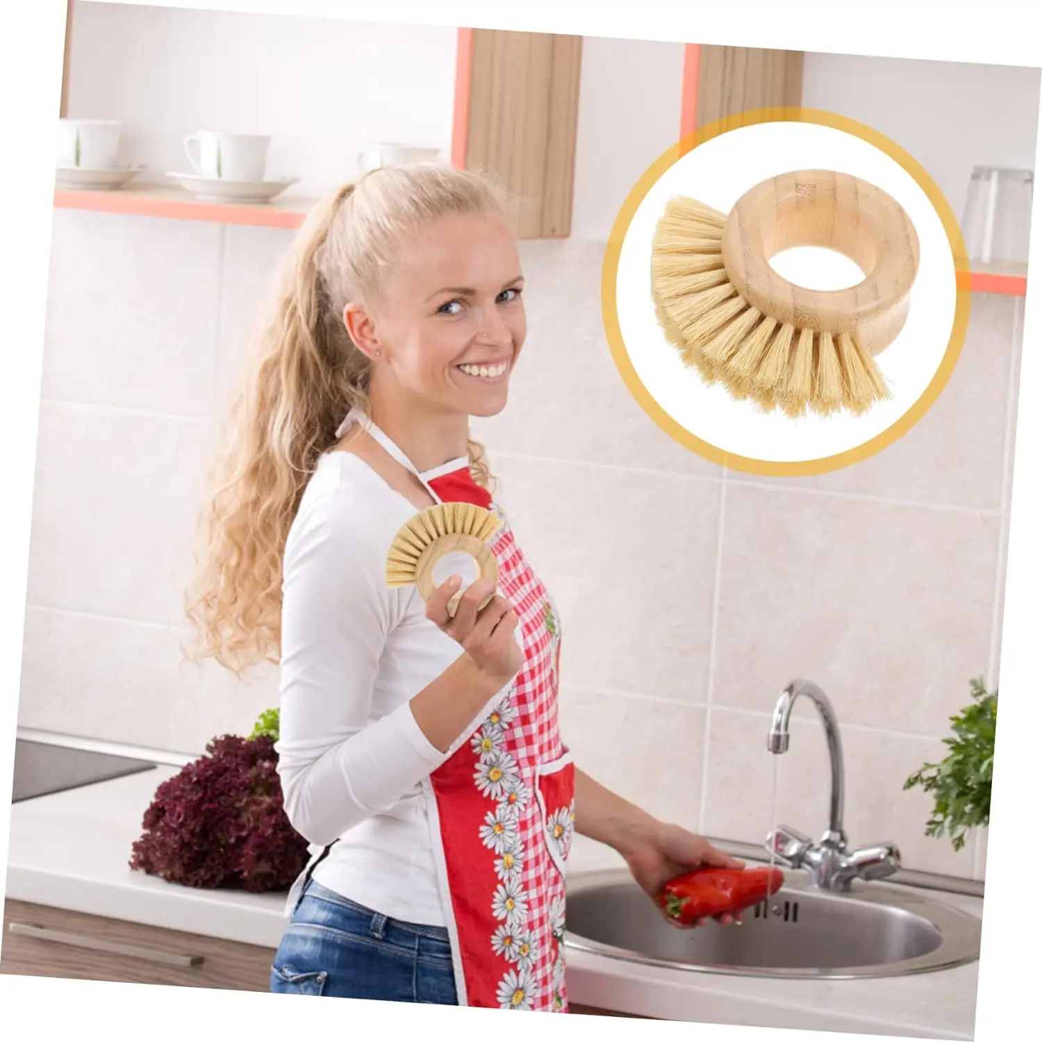 Custom Logo Cleaning Brush Fruit Vegetable Brush Scrubber Fruit Cleaning Pan Bristles Scrub Potatoes Washing Pot Scrubber Brush