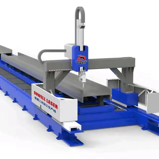 Industrial 3D Big Diameter Bevel Cut Metal Pipe Laser Cutting Machine Web Cutting 12kw 15kw Channel H Steel Fiber Laser Cutter