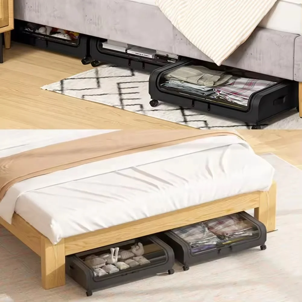 Under Bed Storage With Wheels,Under Bed Storage Containers,2 Pack Under Bed Shoe Storage Organizer