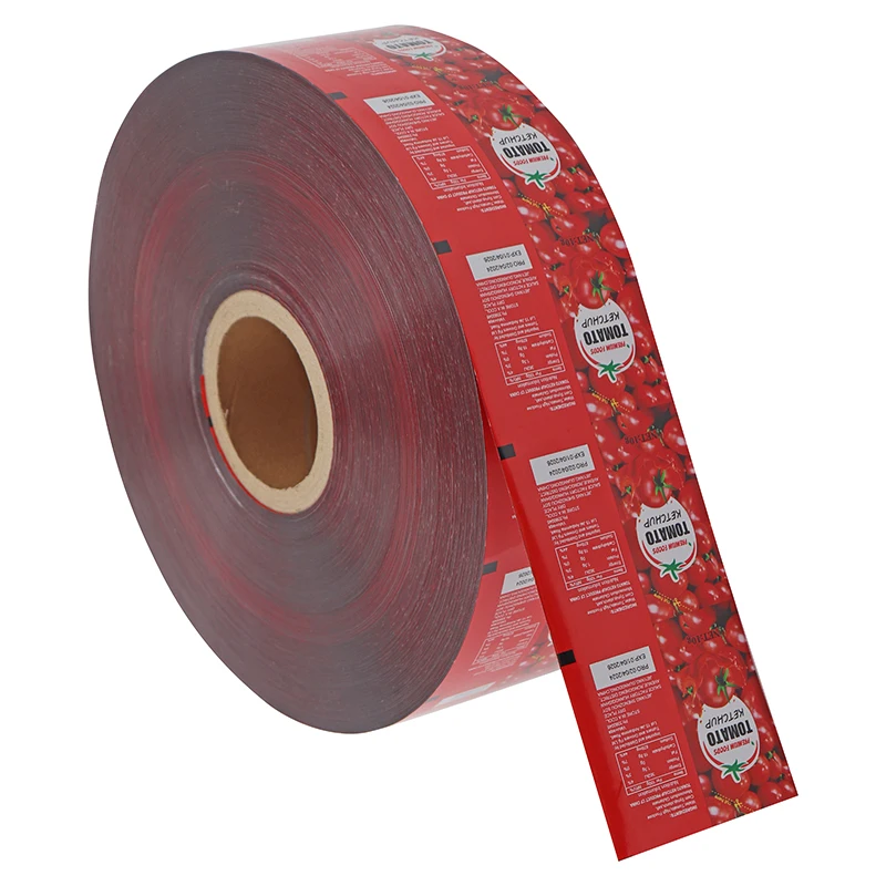 Wholesale Custom Printing Flexible Packaging Plastic Tomato Ketchup Sachet Film Roll Packaging Bag For Tomato Sauce Sachet