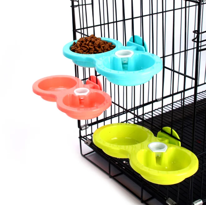 Pet Bowl Suspension Plastic Dog Water Food Feeder Double Hanging Pet pet bowl