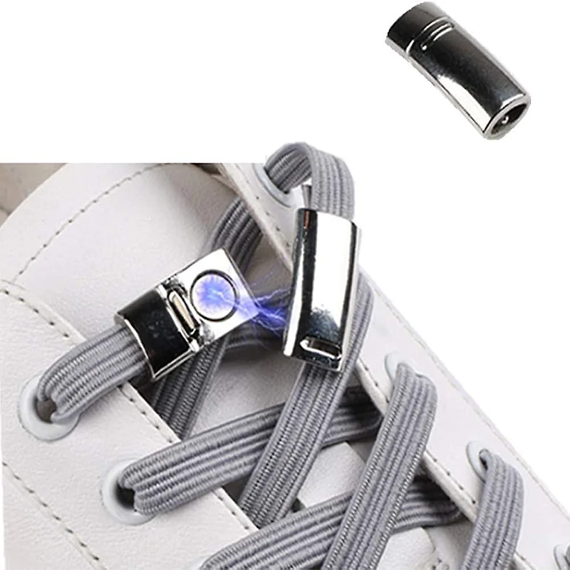 Black Diy Magnetic No Tie Shoelaces Tips Buckle Lock Metal Aglet shoelace accessories Tips Head