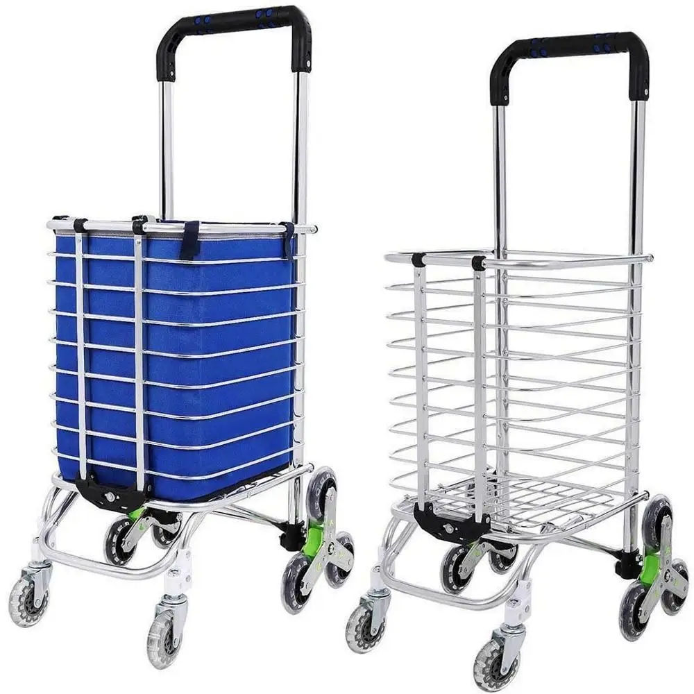 Aluminum wholesale supermarket folding grocery shopping easy carry torlley carts lightweight foldable custom colorful carts