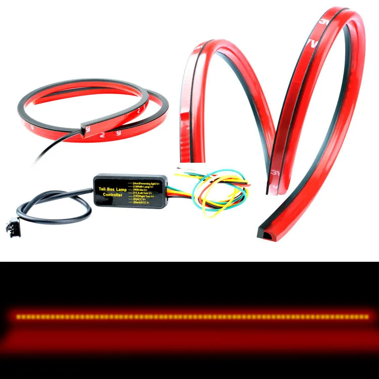 12V Car LED Strip Brake lights 90cm Rear Tail Warning Light High Mount Stop Lamp Flow Waterproof Auto Day Interior Accessories