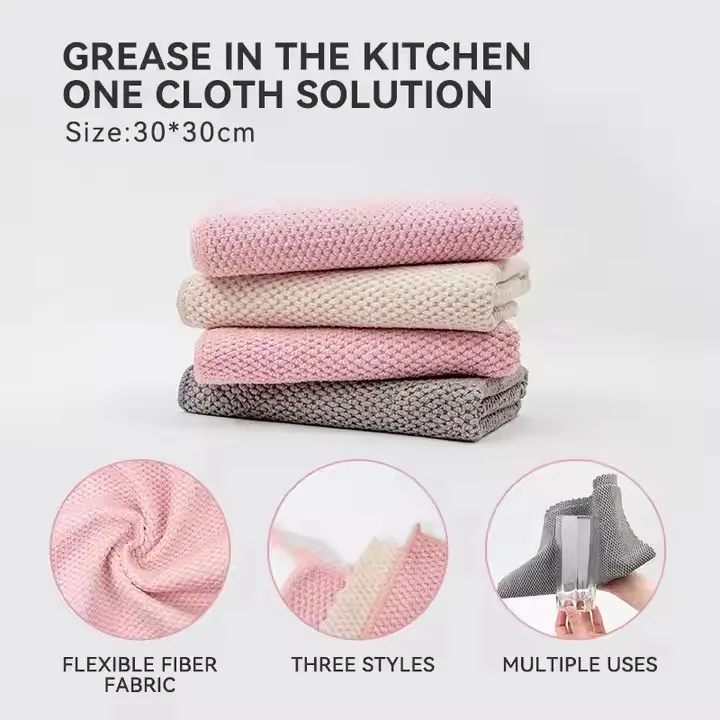 Custom Reusable Corn Kernel Thickened Absorbent Microfiber Wiping Towels Microfiber Cleaning Cloths Kitchen Cleaning Towels