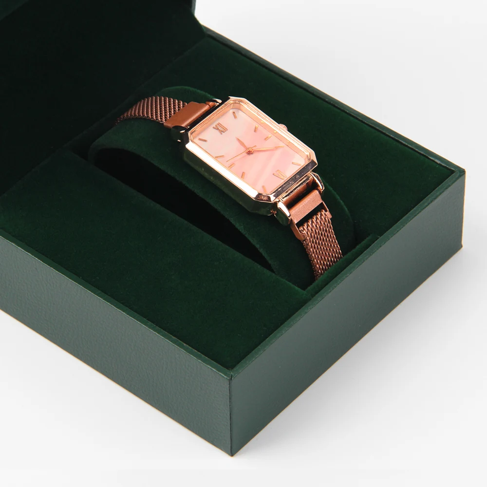 wholesale green Pu leather watch set men gift box custom luxury travel pu leather watch box