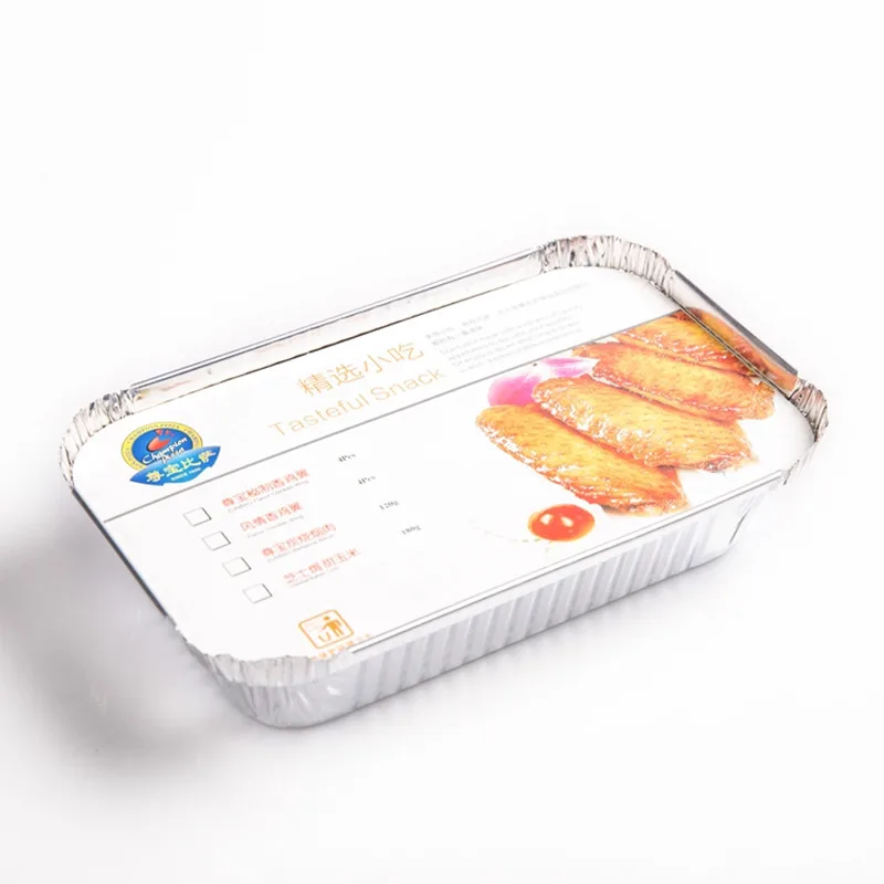 Food Grade Rectangle Aluminum Foil Food Tray With Lids Disposable Food Containers in Foil Genre Foil Container With Lid