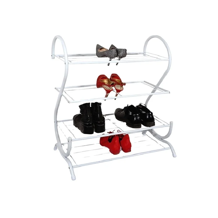 Custom Cheap Standard Size Portable Waterproof 4 Tier Storage Metal Shoe Shelf Cabinet Organizer Shoe Rack