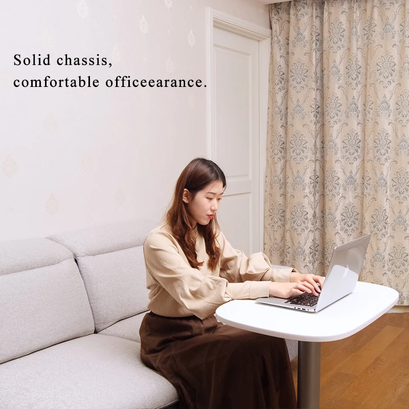 Ergonomic pneumatic table with wheels,Single leg easy move sit to stand laptop table