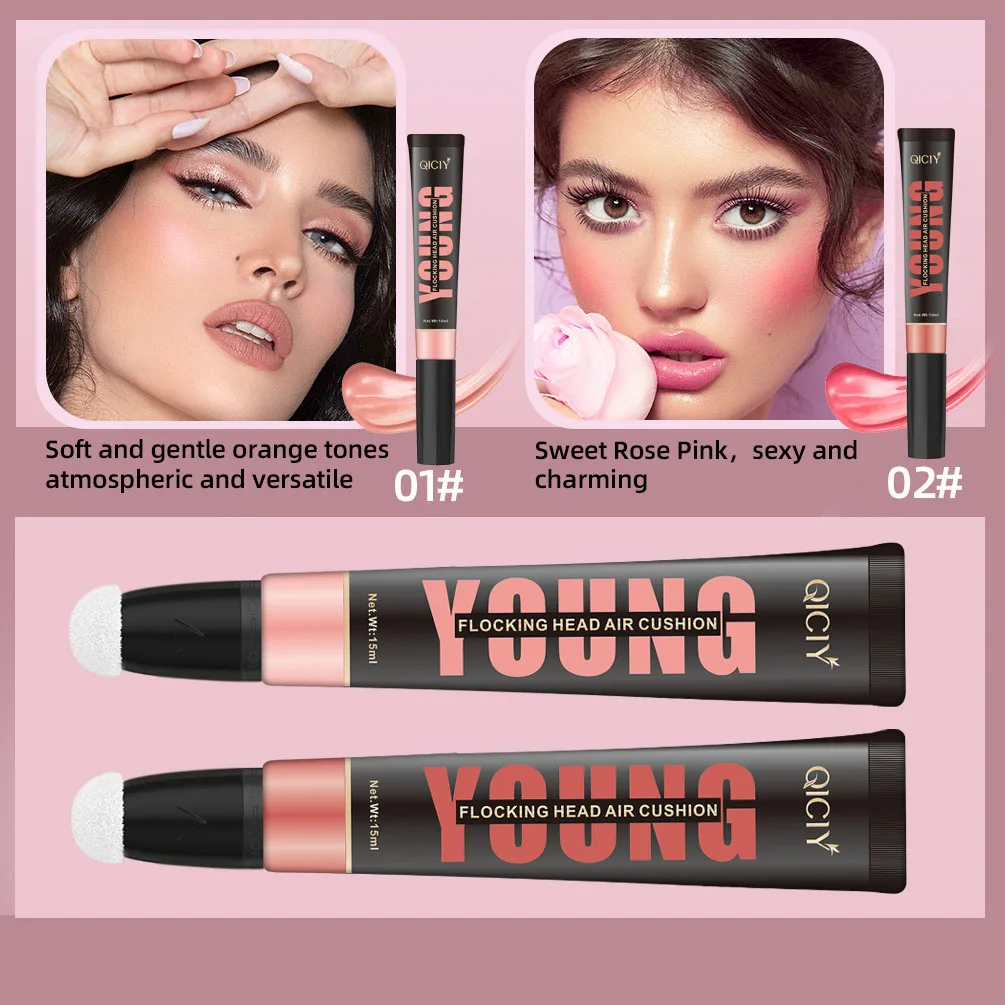 Wholesale Sponge Head Blush Liquid Highlighter Contour Bronzer Vegan OEM Cheek Suqeeze Tube sheglam Blush Cream liquid makeup