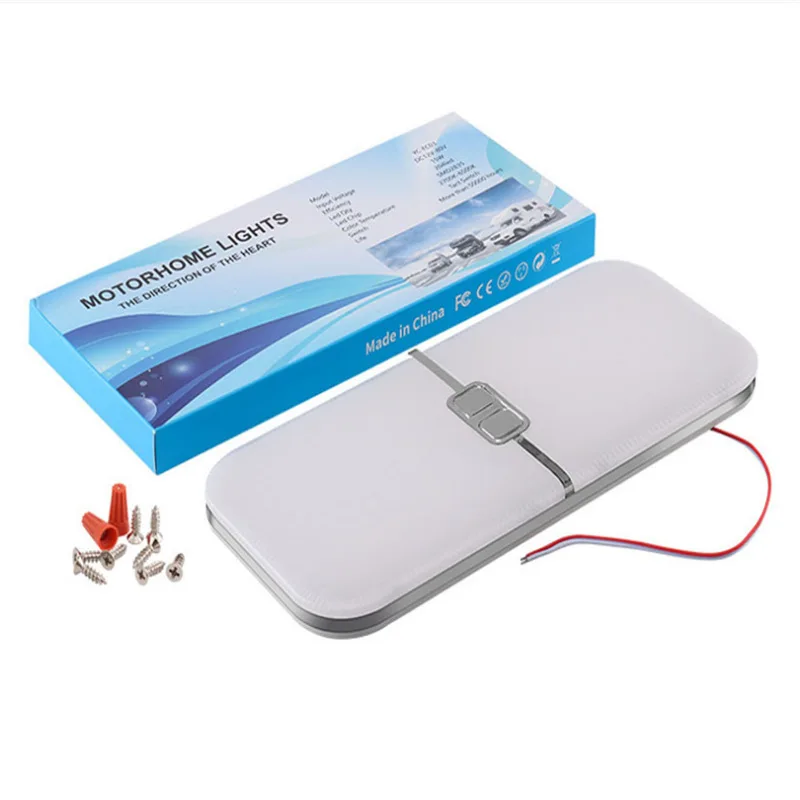 TYTXRV 12V-30V 14-16W RV Ceiling Lights Rectangle Vehicle Interior Lamp with Tact Switch for Truck RV Camper Van Caravan Cabin