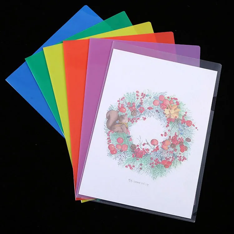 Wholesale transparent document L shape pocket a4 pp plastic clear file folder