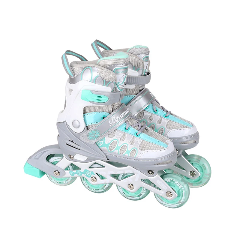 Professional Adjustable Fall Prevention Designed Breathable 4 Wheels Flashing Roller LED Light Inline Skates Shoes