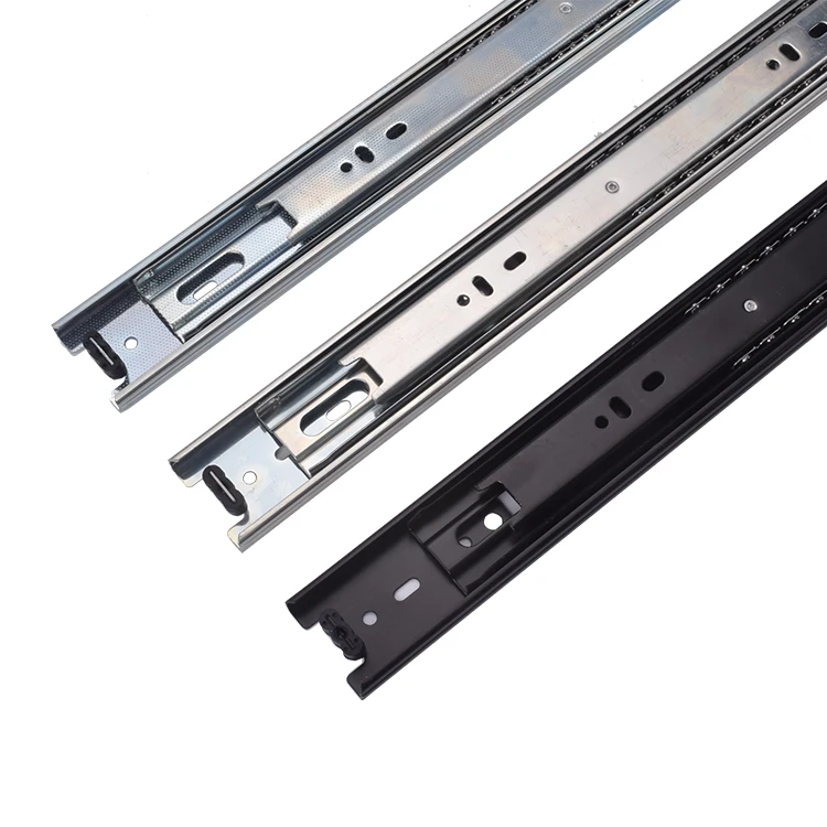 Furniture Telescopic Channels Ball Bearing Slide 45mm Width Drawer Full Extension 3 Fold