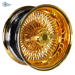 Kelun Brand 13x7 Rev 100 Straight Lace Spokes Gold Steel Chrome Wire Wheel Luxury Car Wheels Passenger Cars 2 Year 4 Pieces