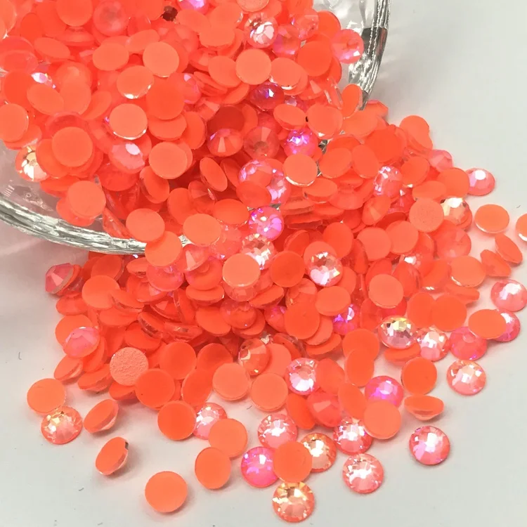
Factory wholesale 5A glowing color Neon AB Glass nail crystal Rhinestone Flatback stones for latin 
