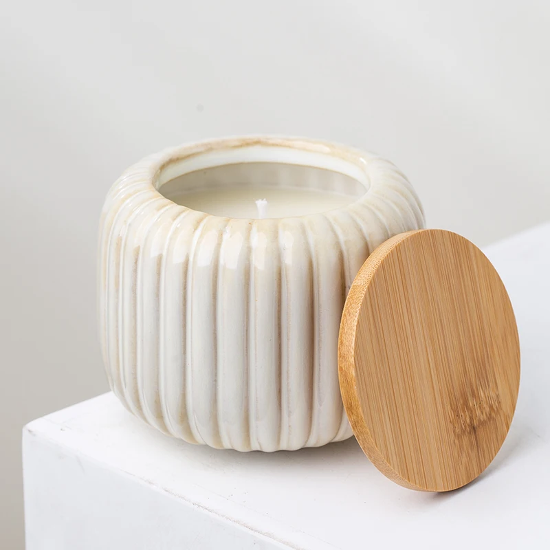 YUANWANG wholesale ceramic candle vessels empty candle jar with lidscandle container