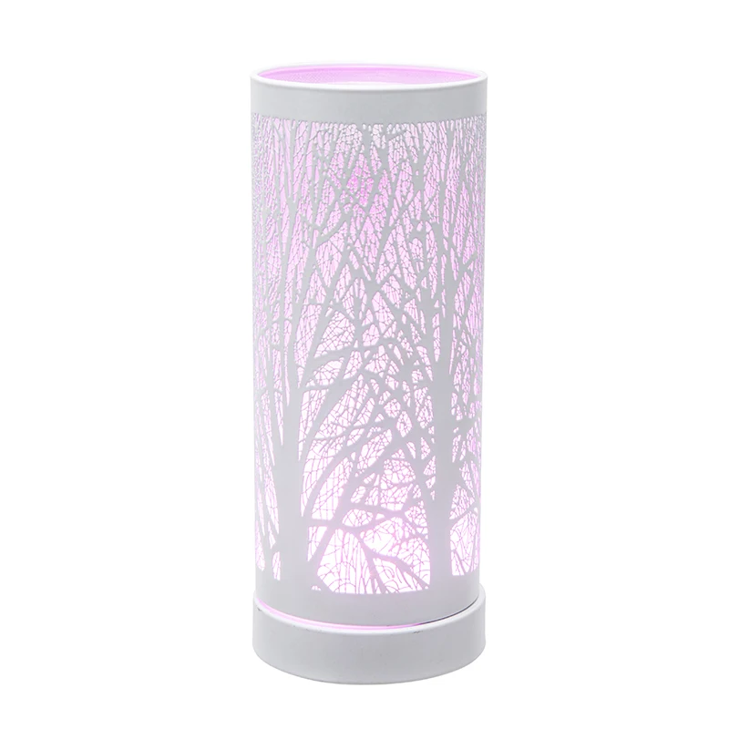 Popular European design tree electric aroma burner white metal lampshade wax melt burners LED seven color candle warmer TYL0163